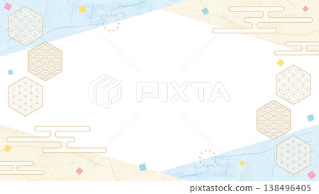 日式設計相框,和紙,彩紙屑,日式圖案裝飾,背景,16:9 尺寸 日式設計相框,和紙,彩紙屑,日式圖案裝飾,背景,16:9 尺寸 138496405