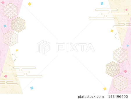 日式設計相框、紙、彩紙屑、日式圖案裝飾、背景 138496490