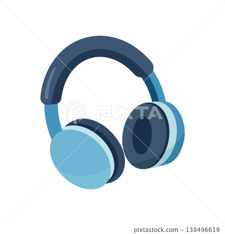Blue wireless headphones vector illustration flat style isolated on white 138496619