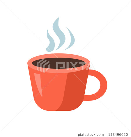 Hot red coffee cup with steam vector illustration on white background Hot red coffee cup with steam vector illustration on white background 138496620