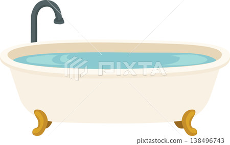 a clean bathtub filled with water. clean hygiene spa relaxation home interior a clean bathtub filled with water. clean hygiene spa relaxation home interior 138496743
