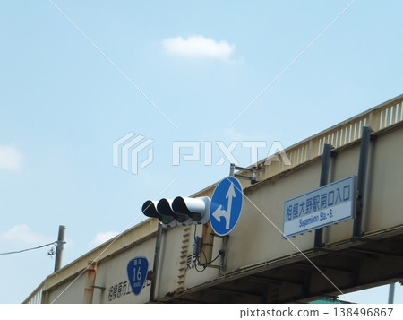Pedestrian overpass at the south exit entrance of Sagami-Ono Station 138496867