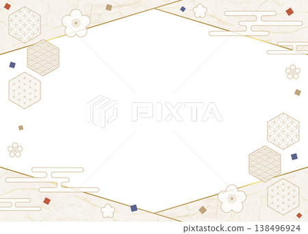 日式設計相框、紙、彩紙屑、日式圖案裝飾、背景 138496924