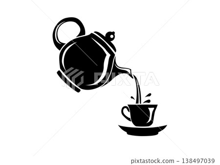 a coffee pot pouring into a cup, 138497039