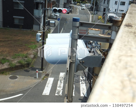 Traffic lights from a pedestrian overpass Traffic lights from a pedestrian overpass 138497254