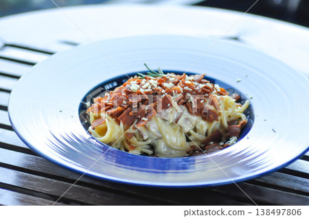 pasta or pasta carbonara or spaghetti or spaghetti carbonara with bacon pasta or pasta carbonara or spaghetti or spaghetti carbonara with bacon 138497806