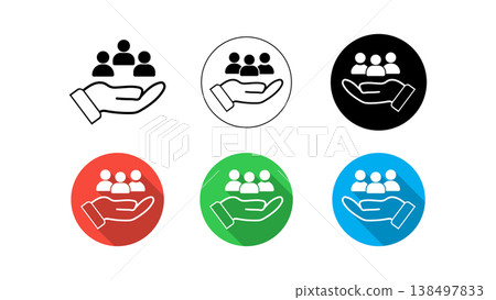 Hand Holding Group Icon Representing Community Support, Teamwork, Care and Customer Service Hand Holding Group Icon Representing Community Support, Teamwork, Care and Customer Service 138497833