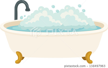 bathroom bathtub with foam bubbles hygiene and wellness concept 138497963