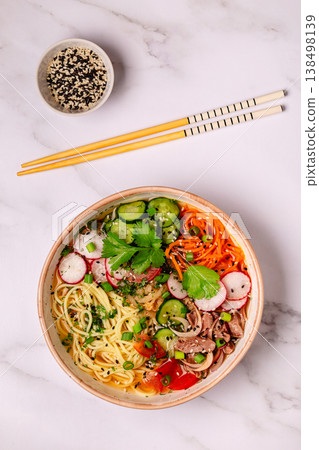 Korean Cold Noodle Soup 138498139