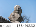 Ancient stone guardian statue at Gyeongbokgung Palace against a clear blue sky 138498332