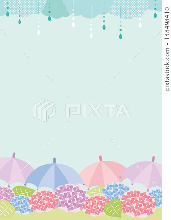 雨季雨天,繡球花和雨傘的畫面(直版)。 雨季雨天,繡球花和雨傘的畫面(直版)。 138498410
