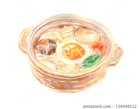 Watercolor illustration of nabeyaki udon 138498512
