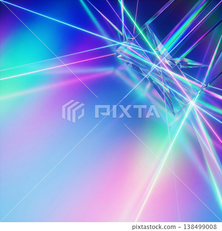 Aurora-colored light refraction background, prism, neon, abstract light lines 138499008