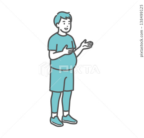 一幅胖男人微笑說話的插圖。 一幅胖男人微笑說話的插圖。 138499125