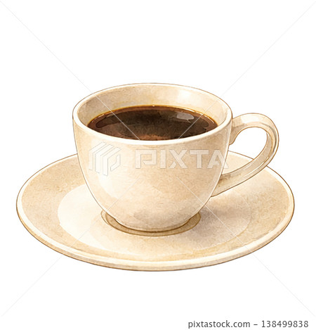 咖啡杯水彩插畫,簡約米色咖啡館主題,自然柔和的設計。 咖啡杯水彩插畫,簡約米色咖啡館主題,自然柔和的設計。 138499838