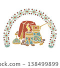 Turkish coffee cezve, traditional fez, roasted beans Arabica. Hand drawn vector illustration flat For cookbooks designs magazines oriental coffee houses and dishware, postcards banners clip arts. 138499899