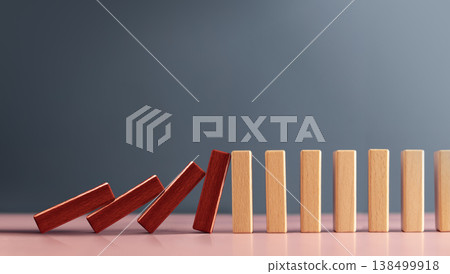 Red falling Wooden Blocks, Economic crisis prevention, warning sign, Risk management Red falling Wooden Blocks, Economic crisis prevention, warning sign, Risk management 138499918