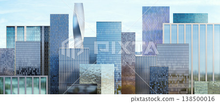 Illustration of business towers in modern architectural style Illustration of business towers in modern architectural style 138500016