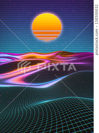 Cyber punk styled landscape illustration. Cyber punk styled landscape illustration. 138500032