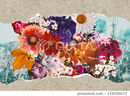 Paper cut zine floral artwork. Paper cut zine floral artwork. 138500037