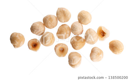 Hazelnut isolated on white background. Peeled hazelnuts. Clipping path. Top view. Hazelnut isolated on white background. Peeled hazelnuts. Clipping path. Top view. 138500200