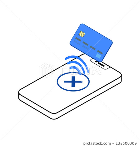 Smartphone contactless payment error, credit card, isometric Smartphone contactless payment error, credit card, isometric 138500309