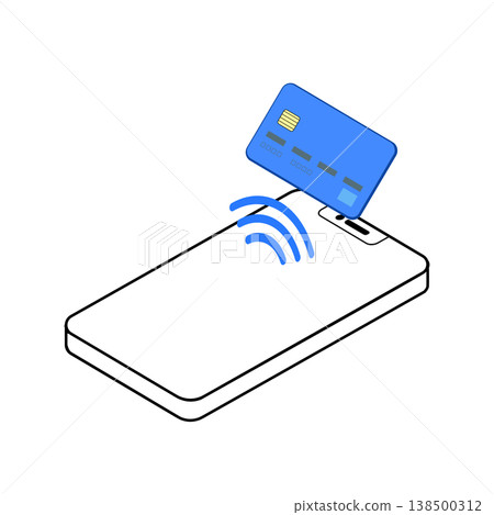 非接觸式支付：使用智慧型手機和信用卡進行輕觸支付（等距圖） 138500312