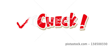 紅色勾號、流行字體設計、標題素材 紅色勾號、流行字體設計、標題素材 138500330
