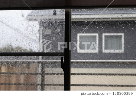 玻璃上的雨滴 138500399