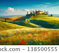 Rolling Tuscan Hills with Villa 138500555