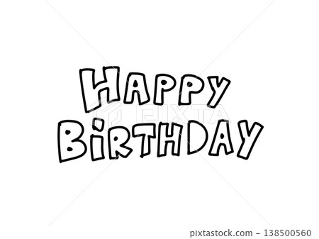 手寫「生日快樂」字樣，簡約線條插畫，生日 138500560