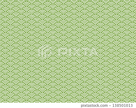 A refreshing Japanese-style background material featuring a white seigaiha (wave pattern) on a light green background. 138501013