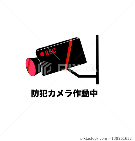 Security camera in operation illustration set. (For surveillance cameras, security, recording, warning, crime prevention measures) Security camera in operation illustration set. (For surveillance cameras, security, recording, warning, crime prevention measures) 138501632