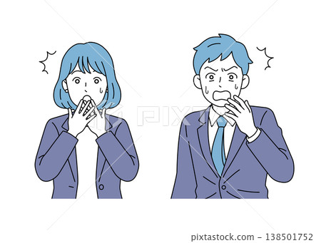 一組表情驚訝的男女商務人士向量插圖。 一組表情驚訝的男女商務人士向量插圖。 138501752