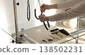 Pet grooming at home: haircutting tools, scissors, comb, trimmer, grooming loops, grooming collar 138502231