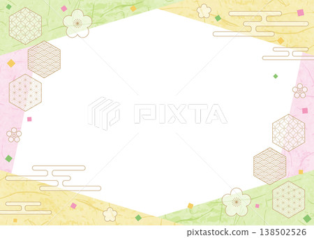 Japanese-style design frame, washi paper, confetti, Japanese pattern decoration, background 138502526