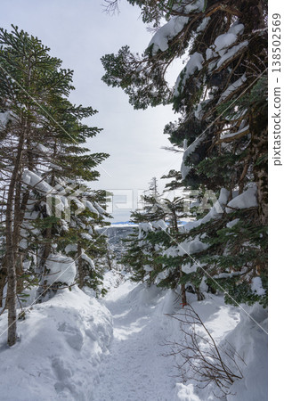 冬季登山遊覽長野縣北橫岳：白雪皚皚的八嶽山脈景色。 138502569