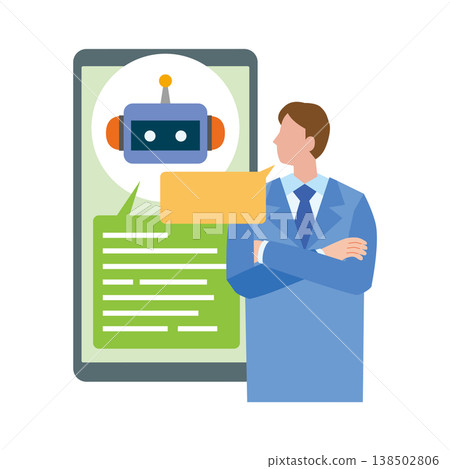 Man talking to AI Man talking to AI 138502806