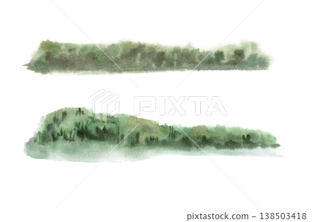 A set of images of forested areas in the foreground. Isolated watercolor illustrations for websites about nature, ecology, gardening, landscape design, as well as educational and children's books. A set of images of forested areas in the foreground. Isolated watercolor illustrations for websites about nature, ecology, gardening, landscape design, as well as educational and children's books. 138503418