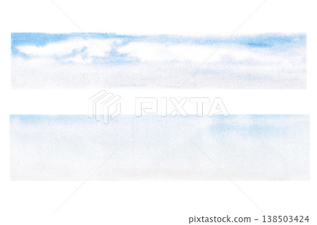 A set of two images of the sky, with and without clouds. Isolated watercolor illustrations for websites about nature, ecology, gardening, landscape design, as well as educational and children's books. A set of two images of the sky, with and without clouds. Isolated watercolor illustrations for websites about nature, ecology, gardening, landscape design, as well as educational and children's books. 138503424