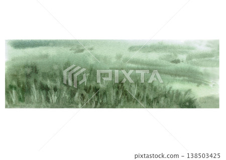 An image of a field of grass. Isolated watercolor illustration for websites about nature, ecology, gardening, landscape design, as well as educational and children's books. 138503425