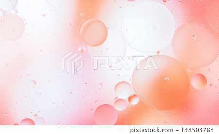 淡橙色水滴和柔和的光線紋理材質，橫向，抽象，氣泡背景，照片。 138503783