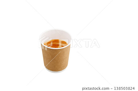 top view cardboard cup with coffee, espresso, americano on isolated white background top view cardboard cup with coffee, espresso, americano on isolated white background 138503824