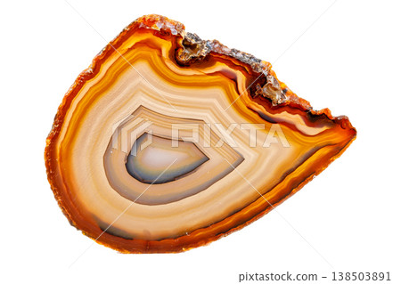 Yellow, brown Agate breed mineral stone a white background 138503891