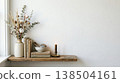 Natural interior background material with dried flowers and white walls, natural light and copy space. 138504161