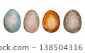 Watercolor illustration set of hand-painted Easter eggs in muted natural tones. Illustration for holiday decor, spring packaging, stationery, greeting cards and festive branding. 138504316