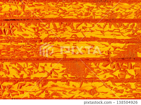 Old peeling orange bright paint wood plank messy board abstract wooden surface obsolete texture weathered background 138504926