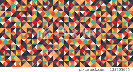 Geometric background with colorful triangles and polygon shapes. Abstract triangle pattern backdrop in warm autumn colors, vector illustration Geometric background with colorful triangles and polygon shapes. Abstract triangle pattern backdrop in warm autumn colors, vector illustration 138505665