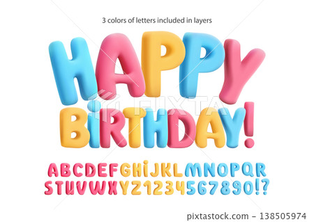 3D inflated balloon font, glossy pink, blue, yellow pastel letters. Playful candy alphabet, chubby numbers for cute childish aesthetic. Fun colorful birthday poster, kid party, joyful Y2K decorations 3D inflated balloon font, glossy pink, blue, yellow pastel letters. Playful candy alphabet, chubby numbers for cute childish aesthetic. Fun colorful birthday poster, kid party, joyful Y2K decorations 138505974