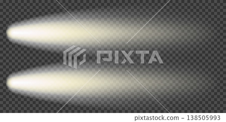 Car light overlay, top camera view. Beacon house night flare, front lens png. Flashlight isolated, motorcycle headlight effect. Spotlight in fog smoke, lighthouse led beam, speed road aerial shot 138505993